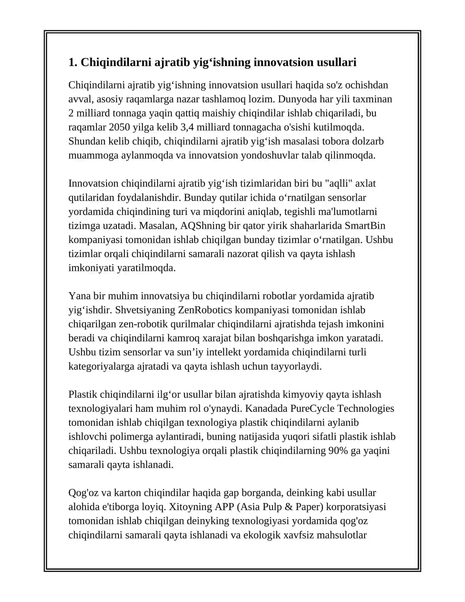 CHIQINDILARNI QAYTA ISHLASHDA INNOVATSION YONDASHUVLAR 3
