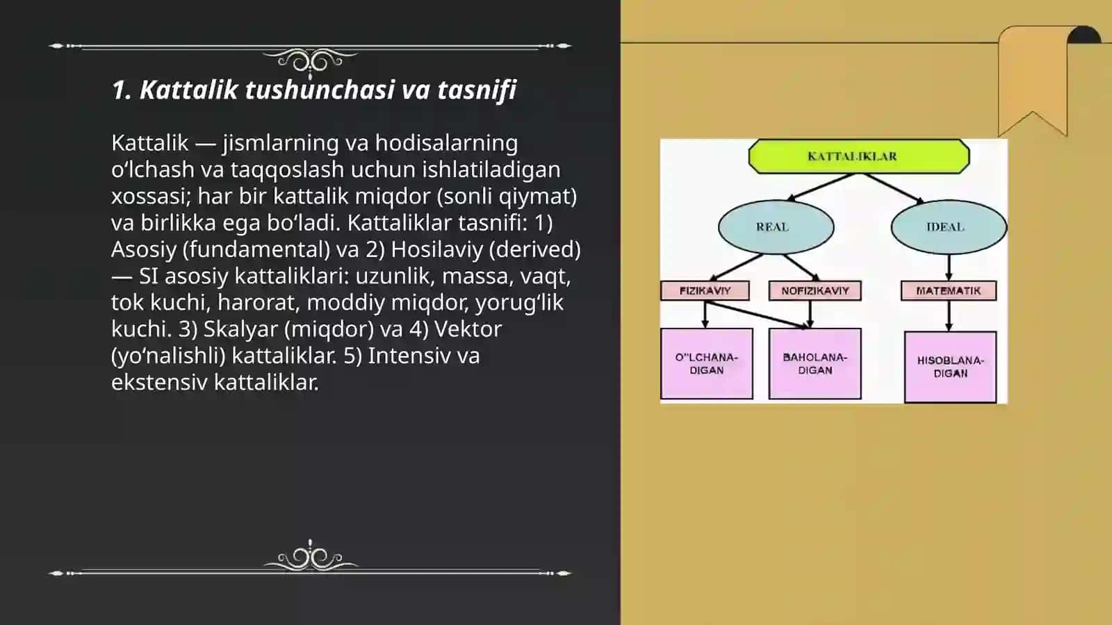 Kattaliklar ularning turlari va birliklari 3