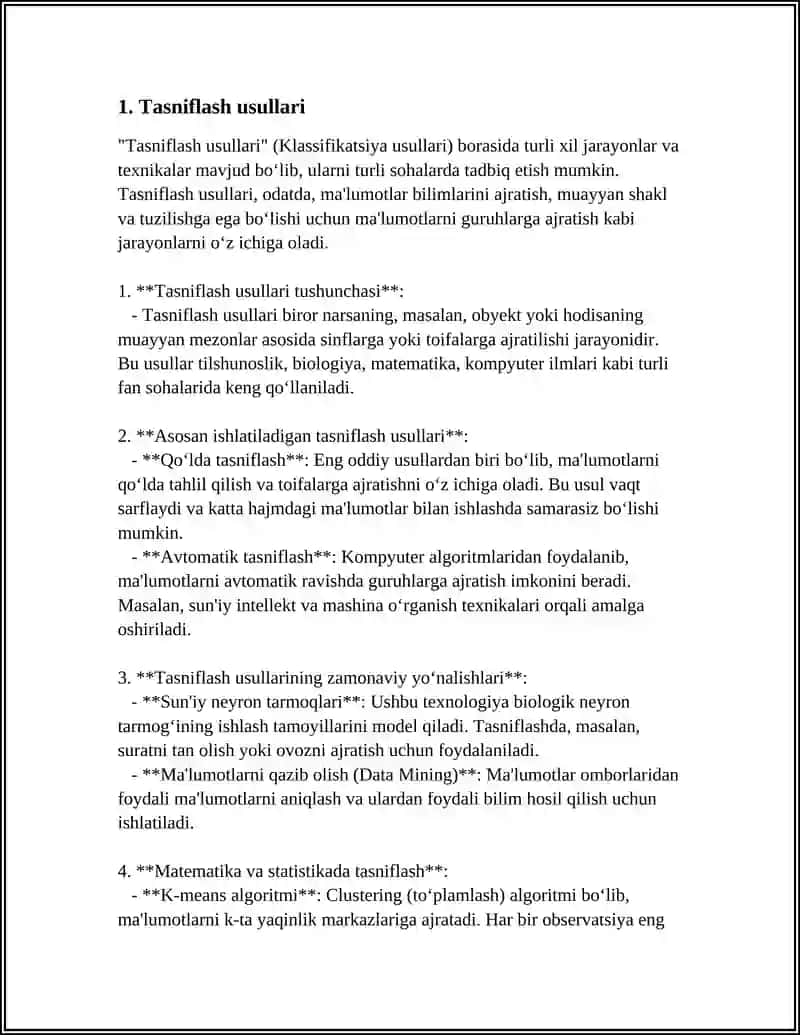 Tasniflash usullari 3