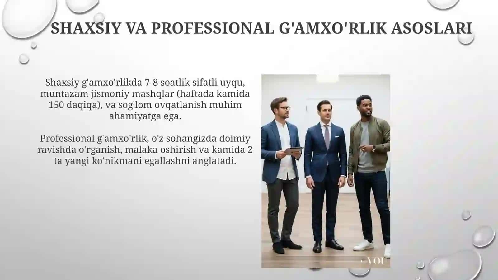 Shaxsiy va kasbiy sog’lomlashtirish qoidalari 3