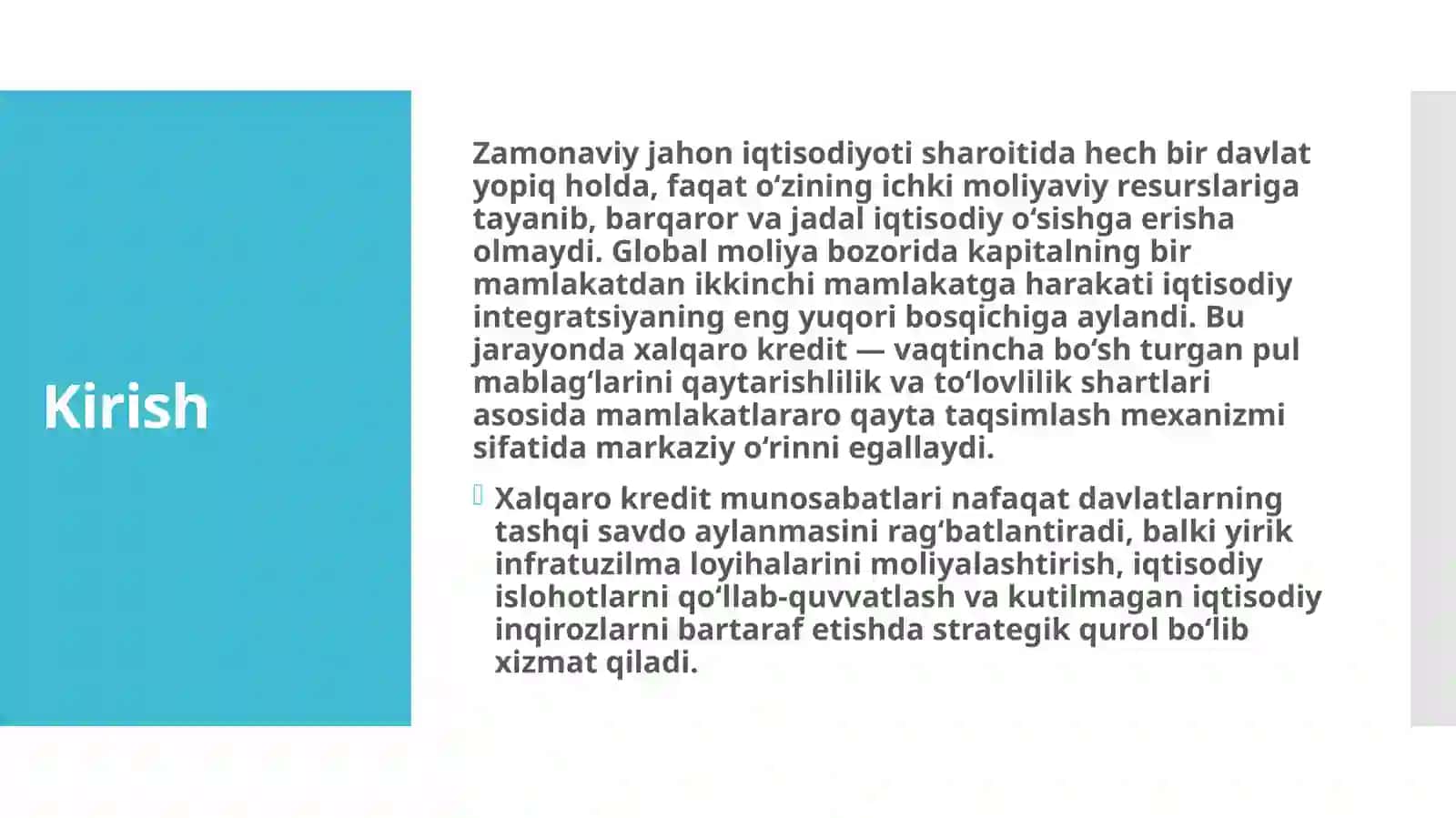 Xalqaro kreditning mohiyati va mazmuni 3