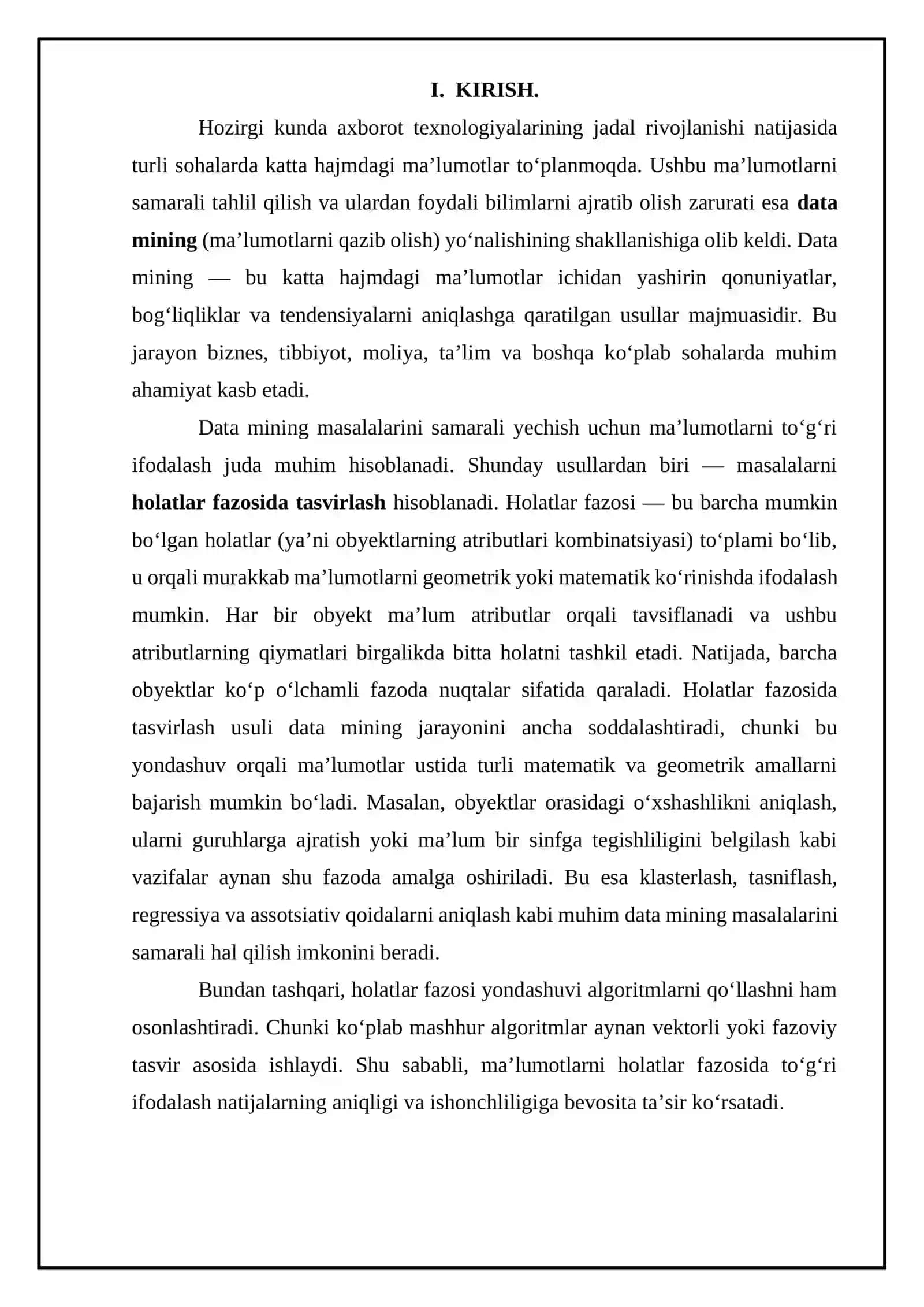 Data Mining Masalalarini Holatlar Fazosida Tasvirlash Usullari 3