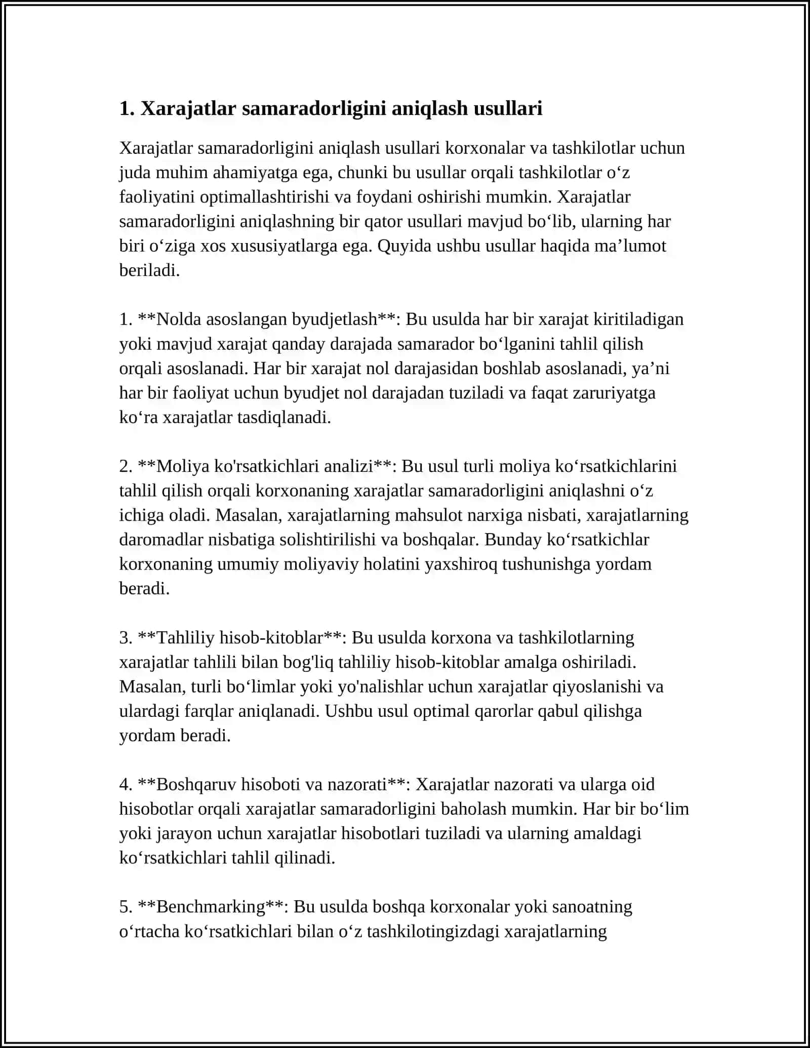 KORXONALARDA XARAJATLAR SAMARADORLIGI BAHOLASH 3