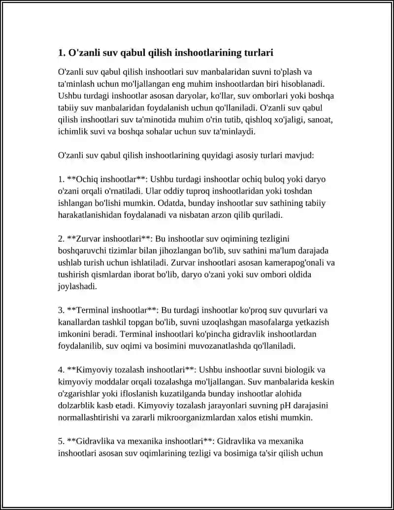 O'zanli suv qabul qilish inshootlari 3