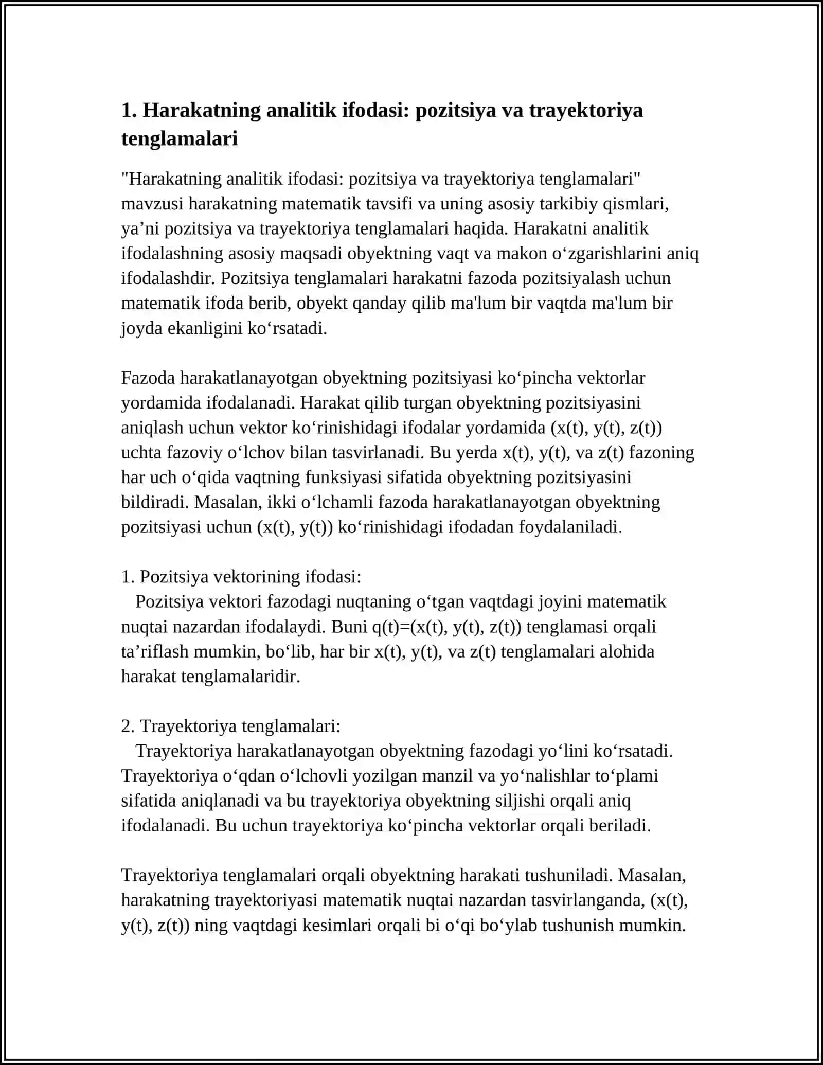 HARAKATNING ANALETIK IFODASI 3