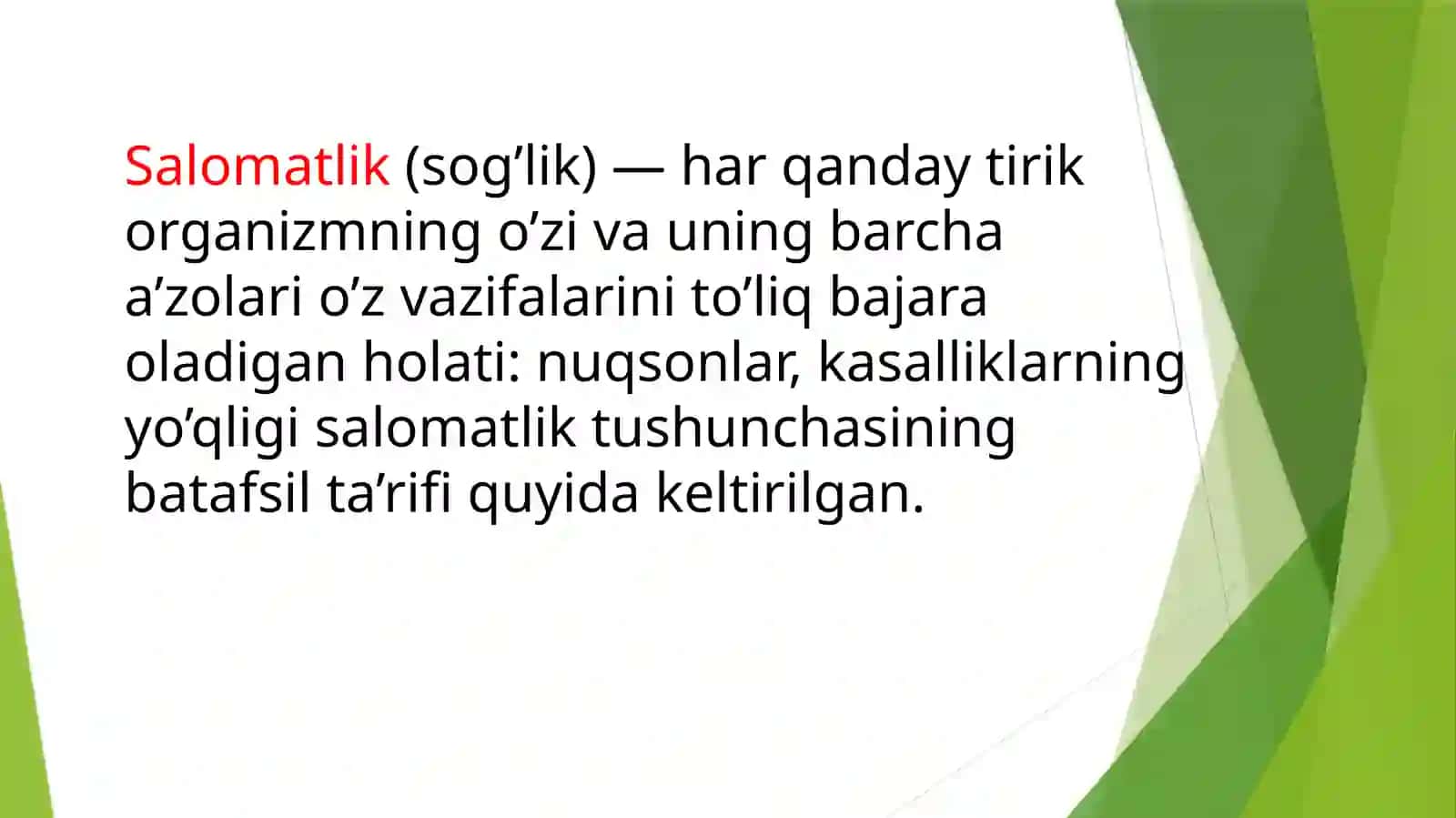 Salomatlik(sog’lik). Gospital pedagogika 3