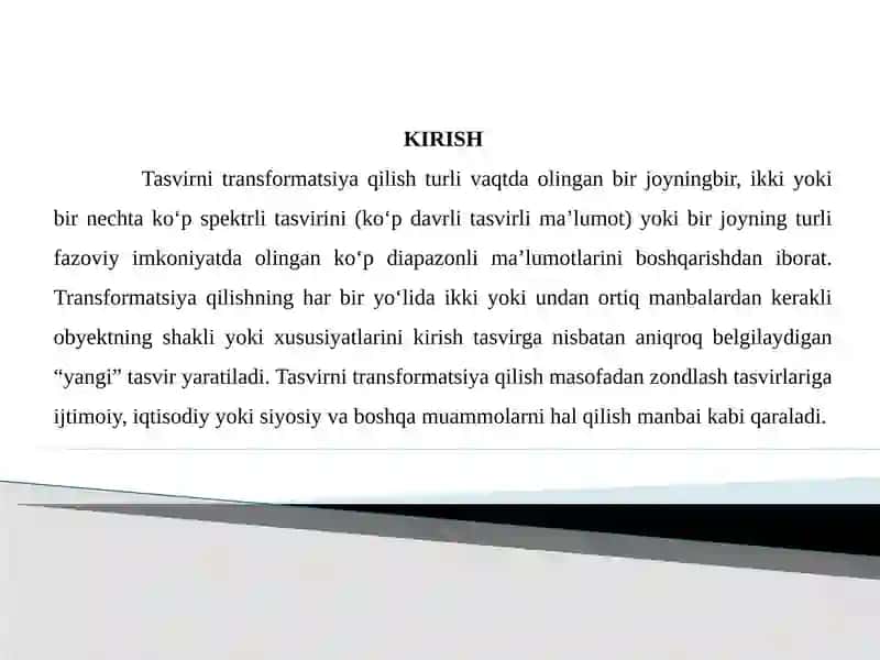 RAQAMLI SURATLARNI TRANSFORMATSIYALASH 3