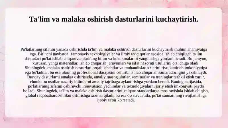 Po'latlarning sifatin yanada oshirish usullari. 3