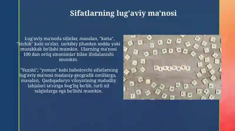 Sifatning maʼno turlari 3