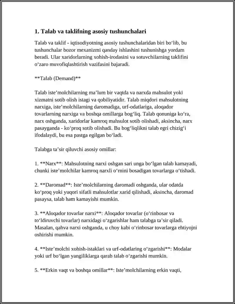 TALAB VA TAKLIF NAZARIYASI.BOZOR MUVOZANATI 3