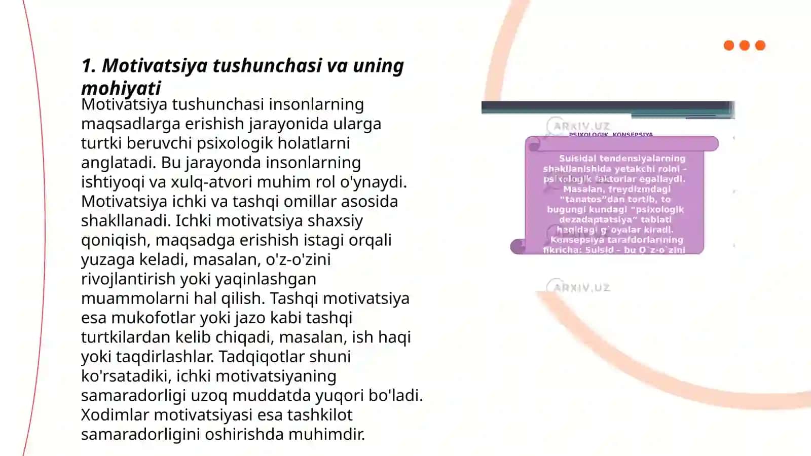 Xulq-atvor va faoliyat motivatsiyalari 3