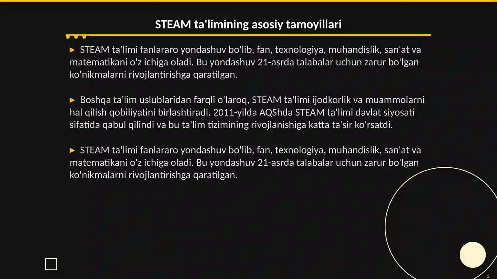 STEAM ta'limi fanlararo yondashuv (STEAM Education) 3