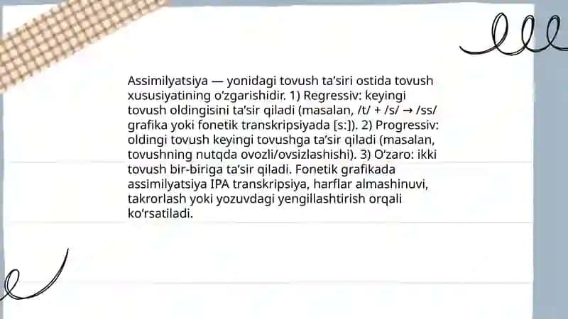Nutq tovushlarining fonetik oʻzgarishlari 3