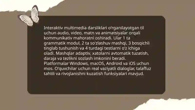 Interaktiv multimedia darsliklari oʻrganilayotgan til uchun 3