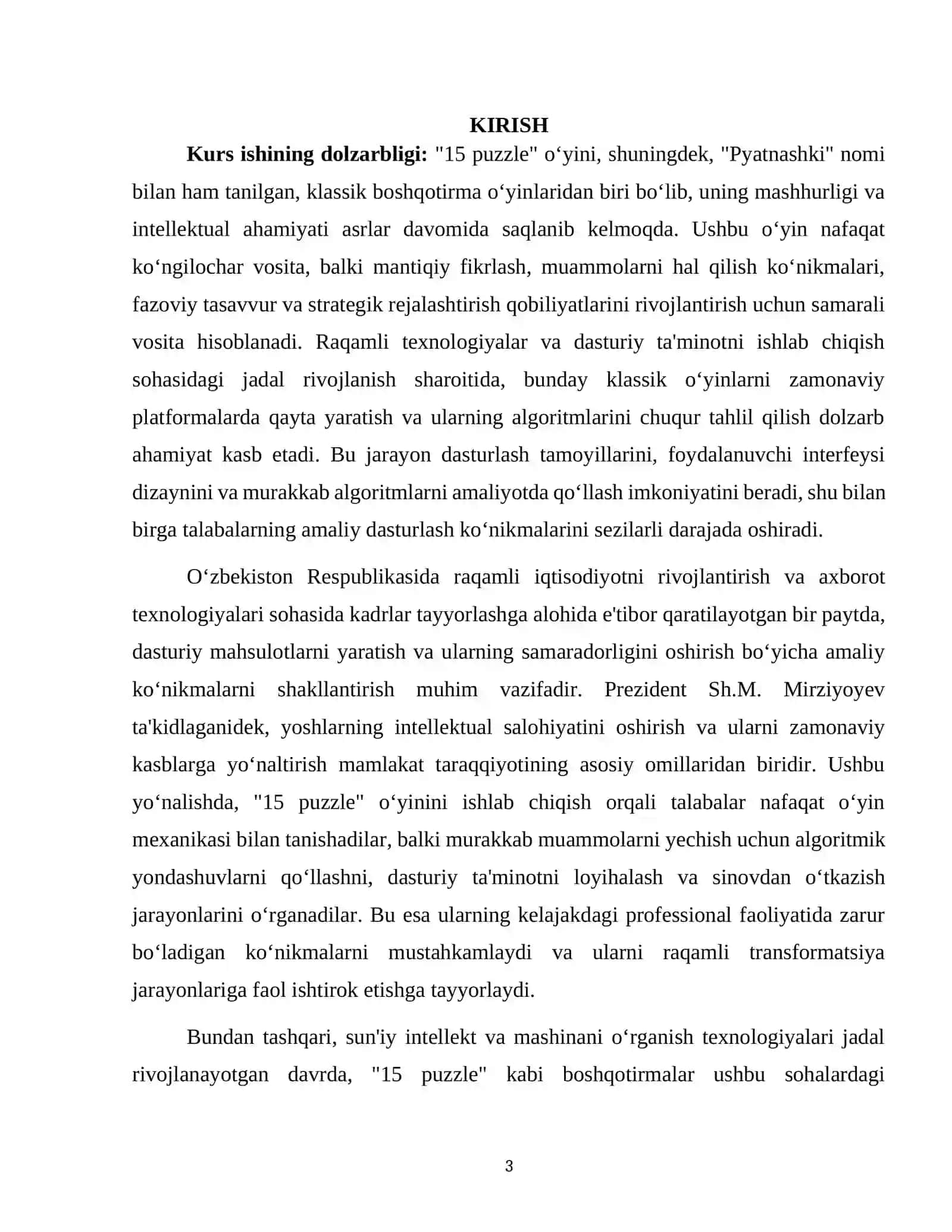 "Пятнашки" oʻyinini ishlab chiqish (15 puzzle) 3