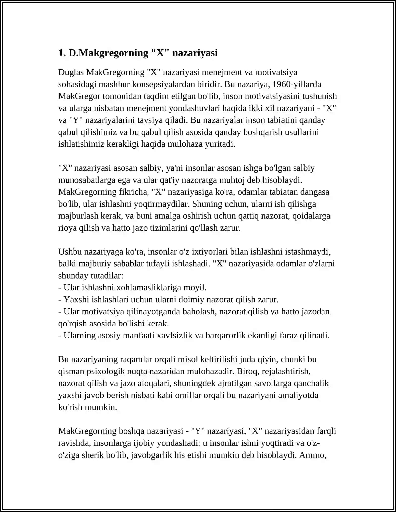 D.Makgregorning "X" VA "Y" NAZARYASI 3