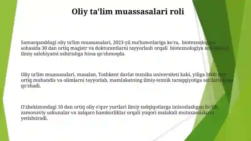 Biotexnologiya sohasidagi ilmiy salohiyat 3