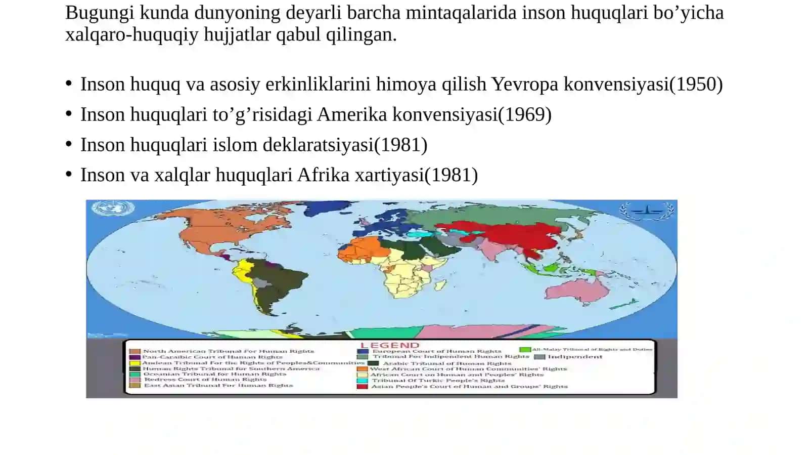 Inson huquqlari bo'yicha mintaqaviy standart va mexanizmlar 3