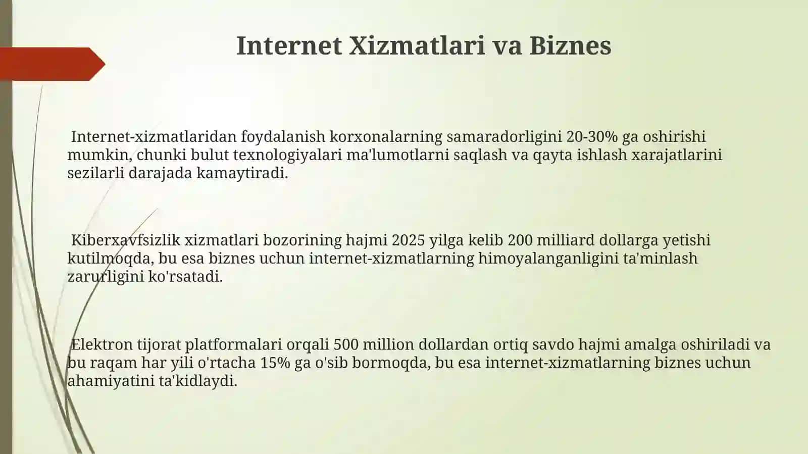 Internet xizmatlari va ulardan foydalanish. Bulutli texnalogiyalar 3