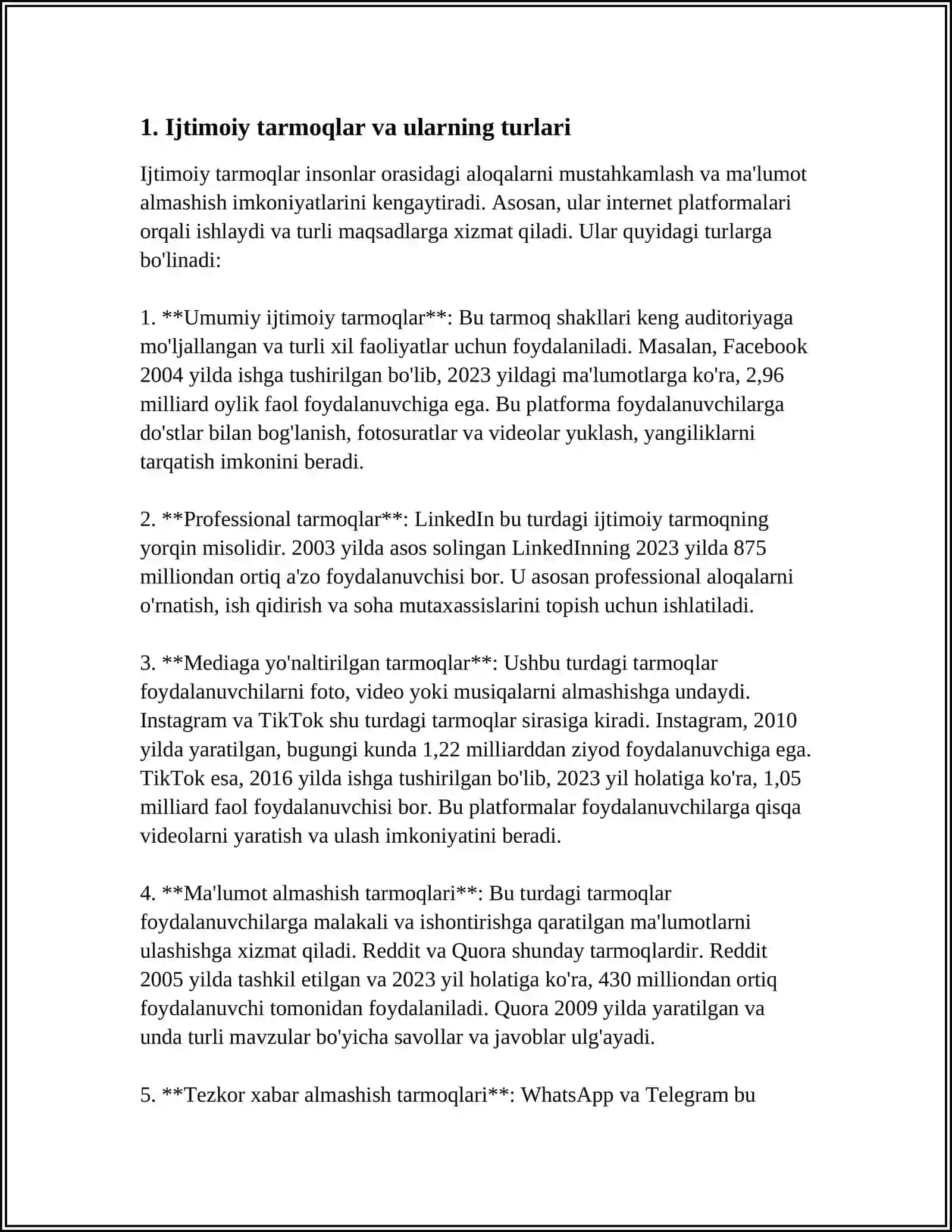 IJTIMOIY TARMOQ TURLARI ULARNING VAZIFALARI 3