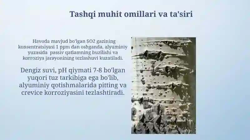 Alyuminiy qotishmalarining korroziyaga chidamliligi 3