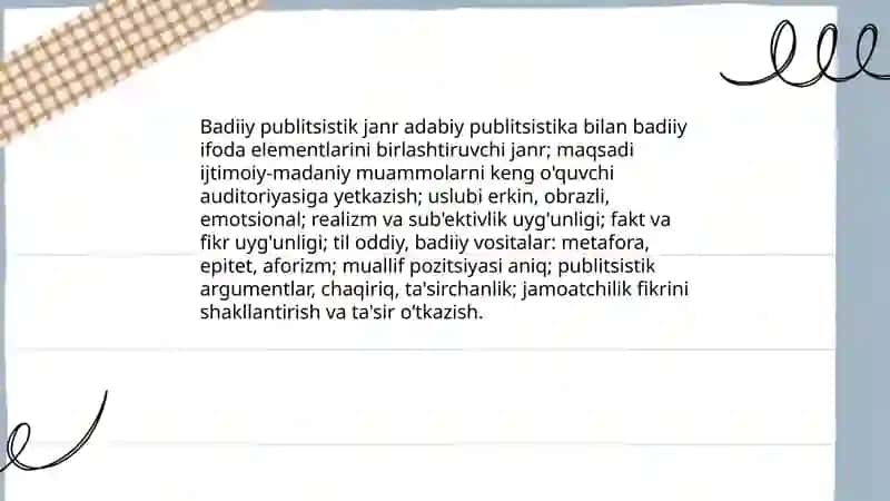 Badiiy publitsistik janr 3
