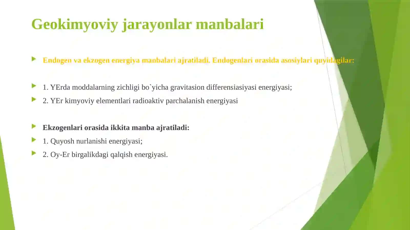 Endogеn jarayonlar gеokimyosi 3