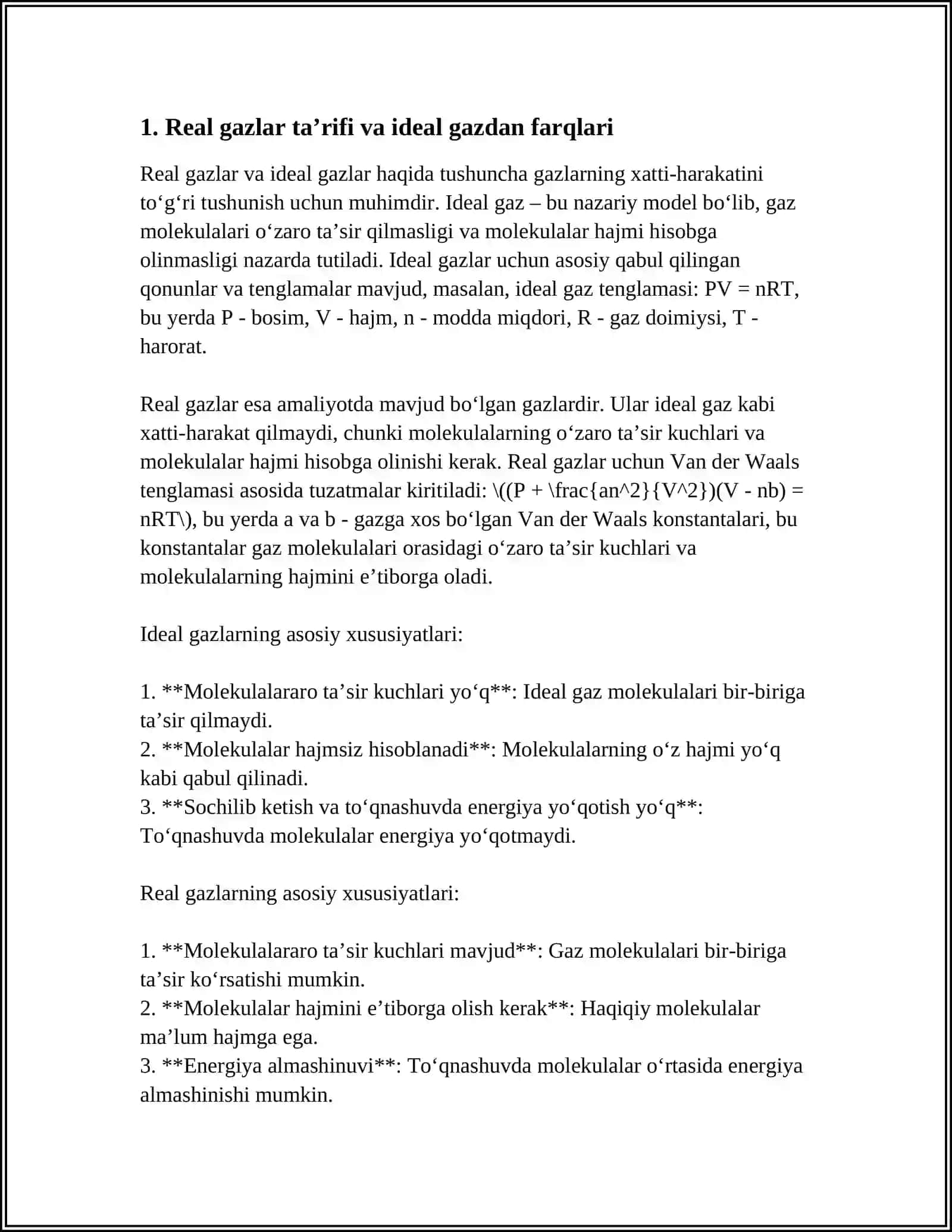 REAL GAZLARNING XUSUSIYATLARI 3