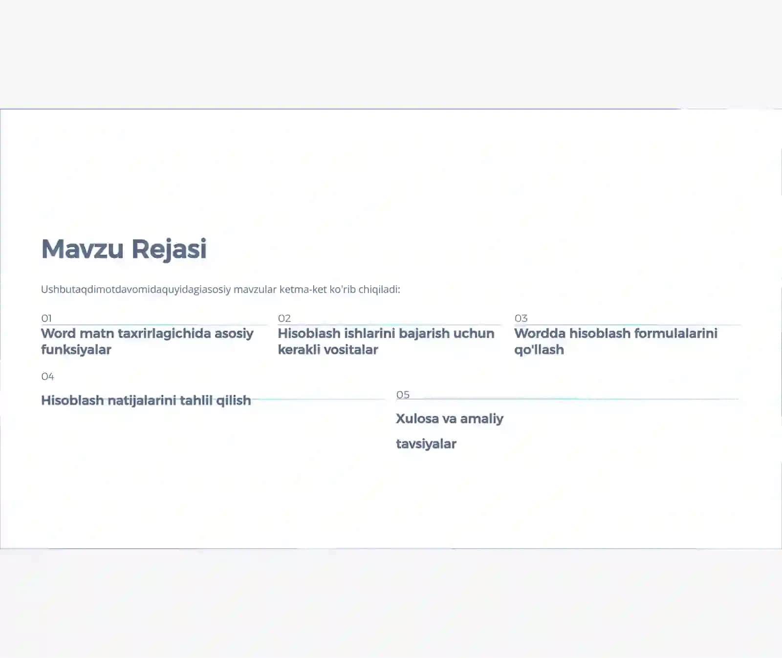 Word Matn Taxrirlagichida Hisoblash Ishlarini Bajarish 3