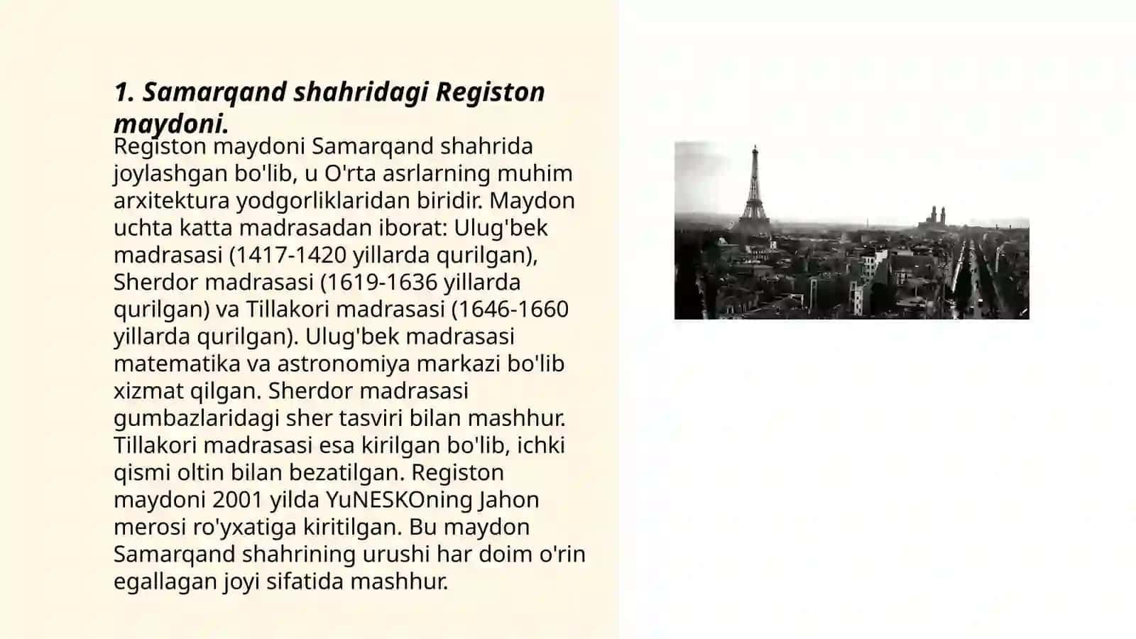 Registon maydoni Samarqand shahrida 3