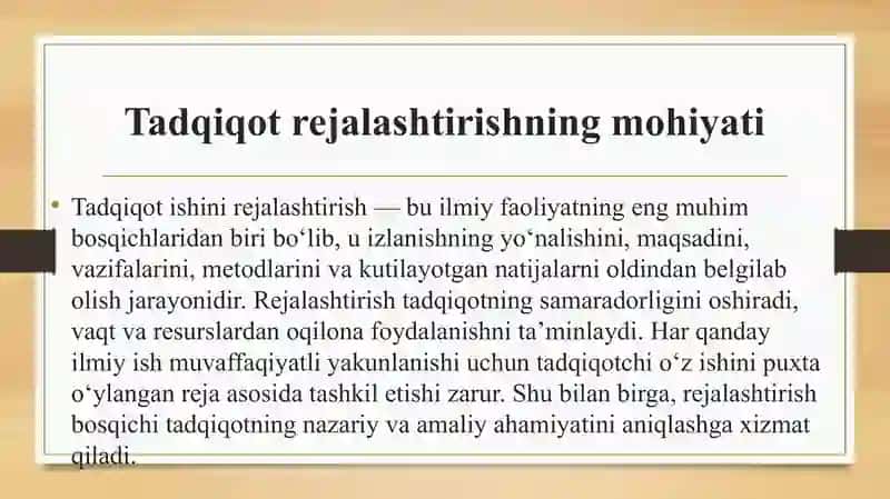 Tadqiqot ishini rejalashtrish 3