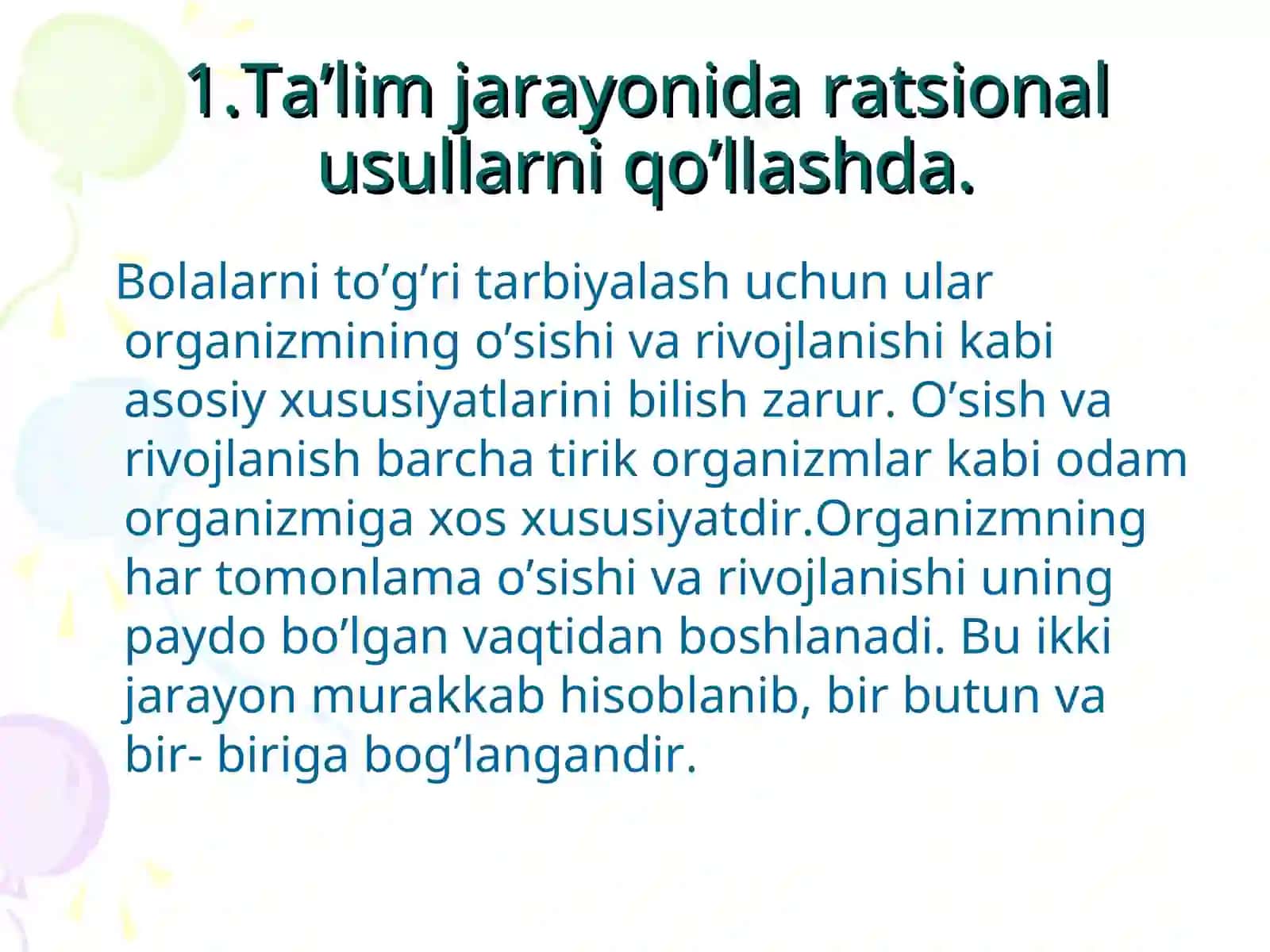 Oʻsish va rivojlanishning umumiy qonuniyatlari 3