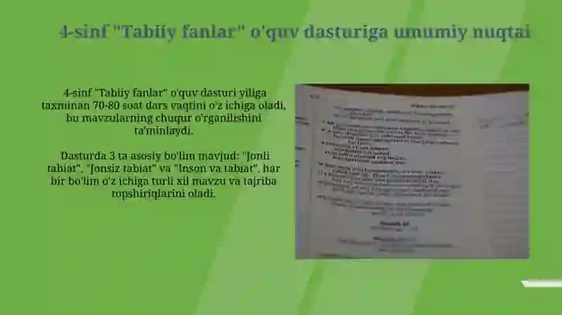 4-sinf “Tabiiy fanlar” dasturi va darsligi 3