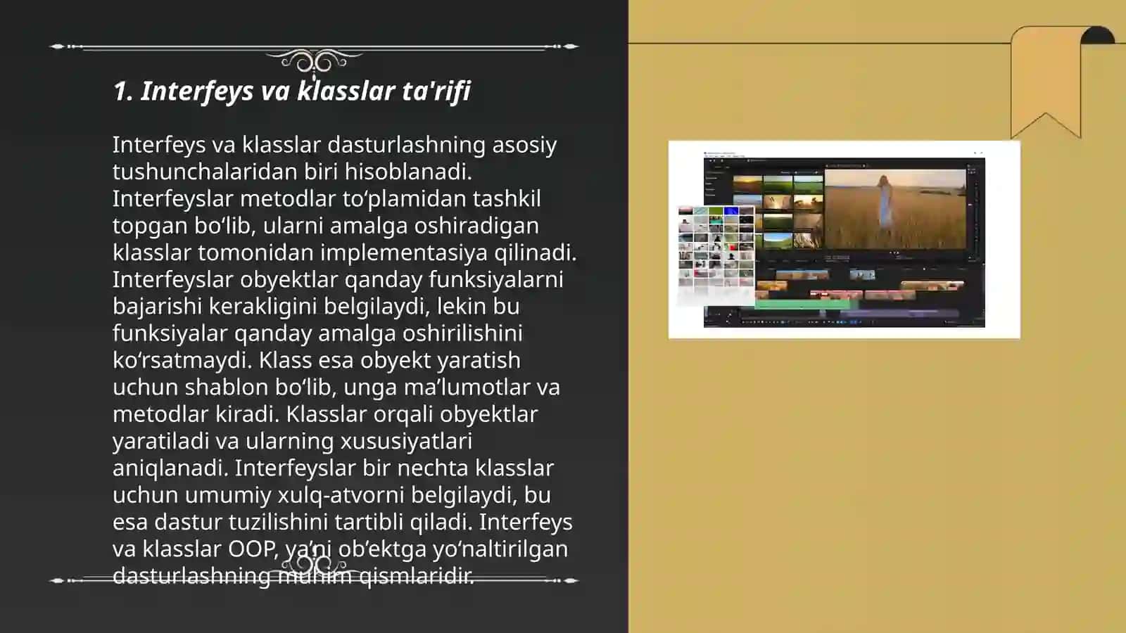 Interfeys va klasslar dasturiy ta'minotida 3
