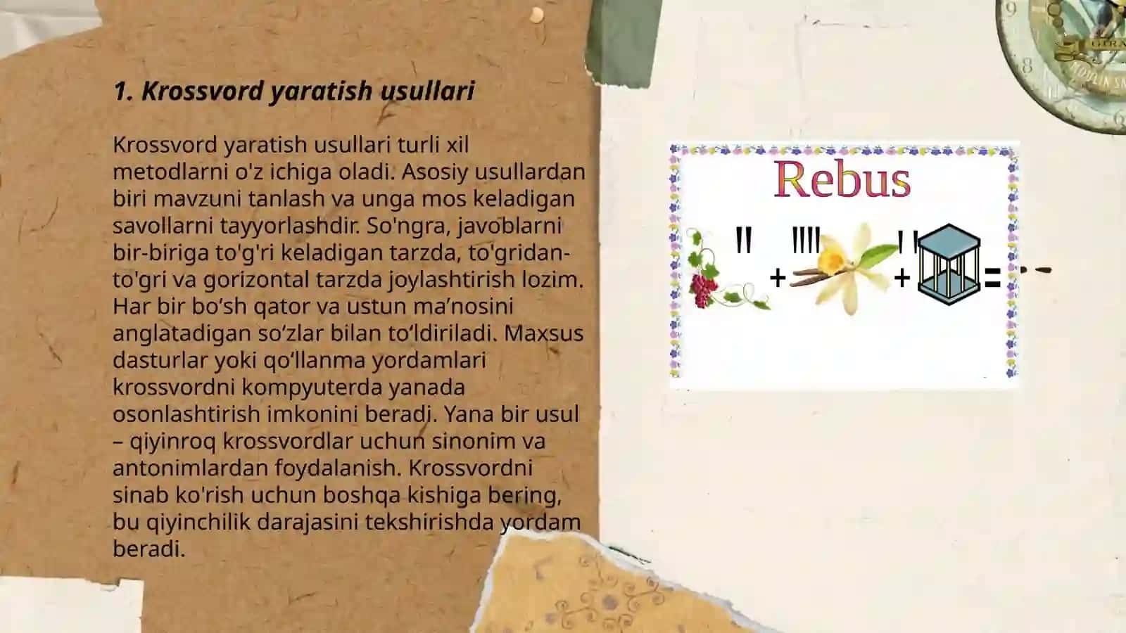 Krossvord ishlab chiqish Matematik rebus tayyorlash 3