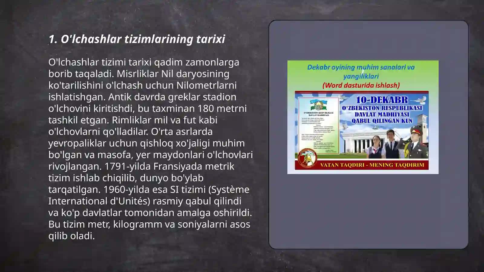 O'lchashlar Tizimlari Tarixi 3