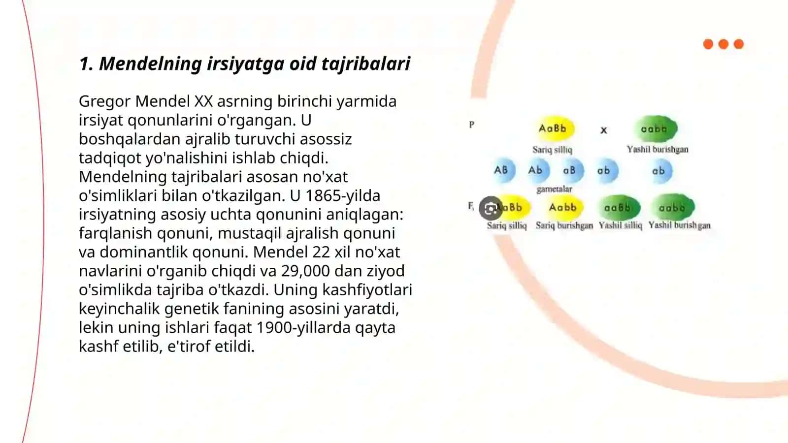 Genetikaning rivojlanishi. Mendel qonunlarining tarixi 3