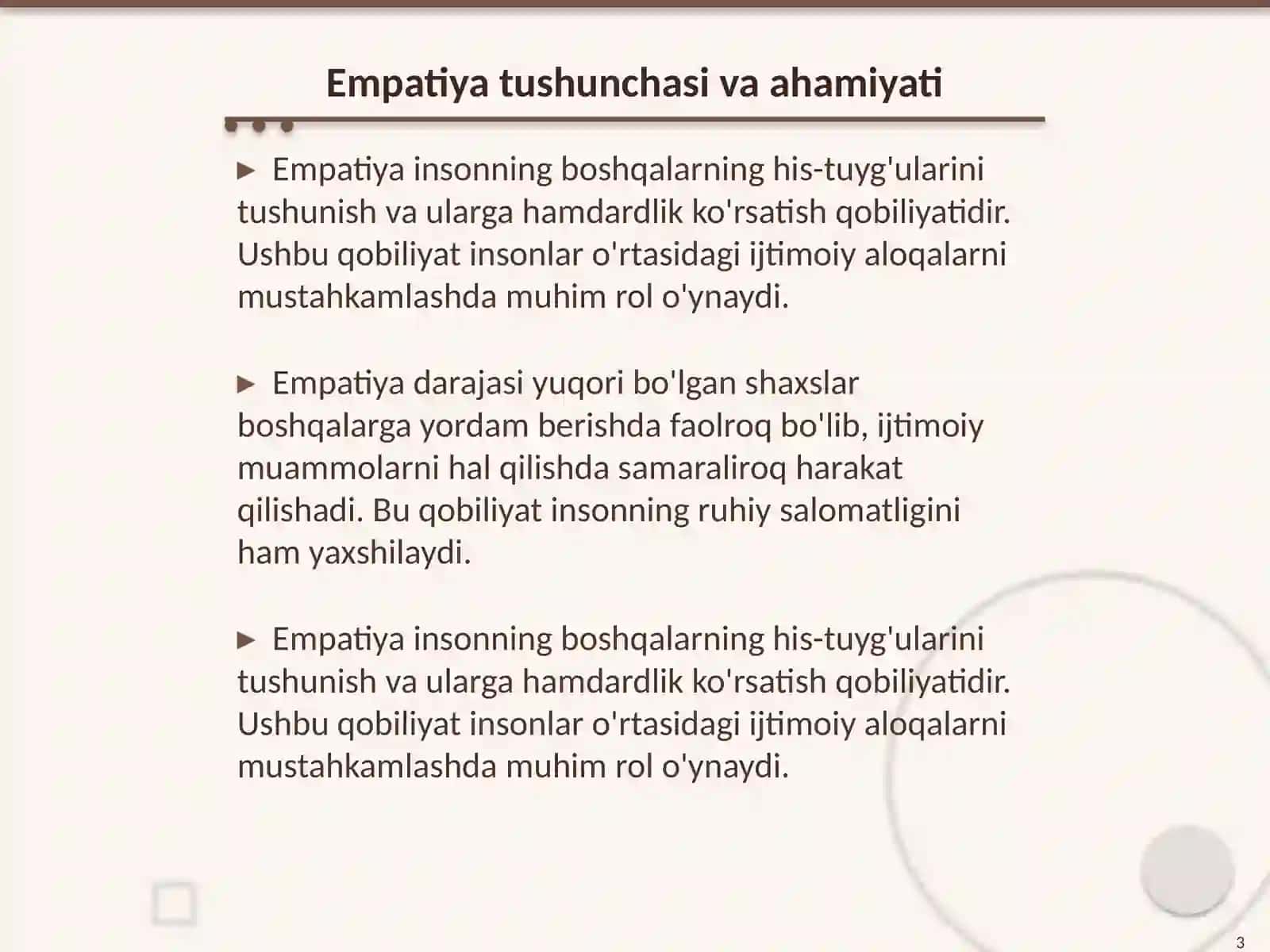 Empatiya darajasi diagnostikasi 3