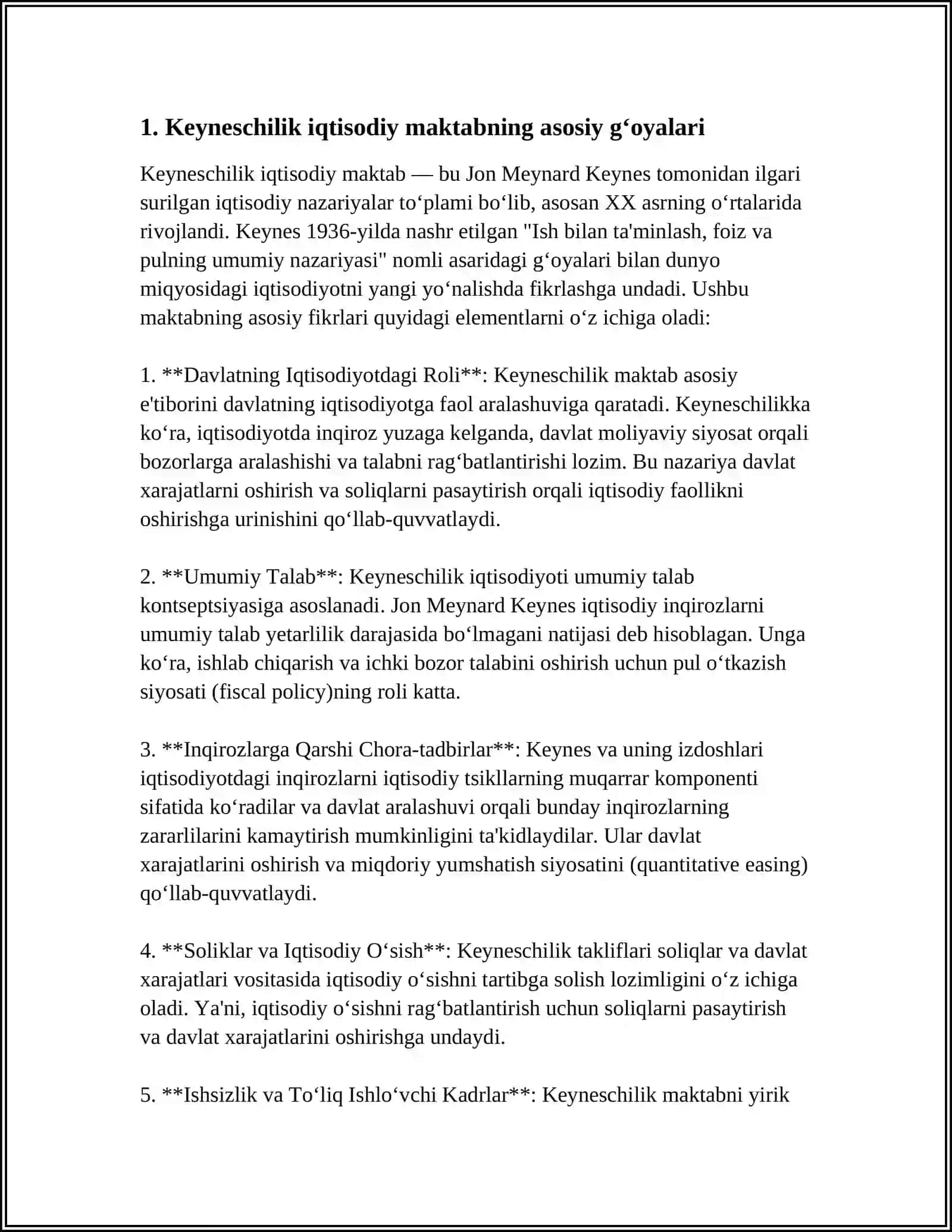 Keyneschilik va Klassik iqtisodiyot 3