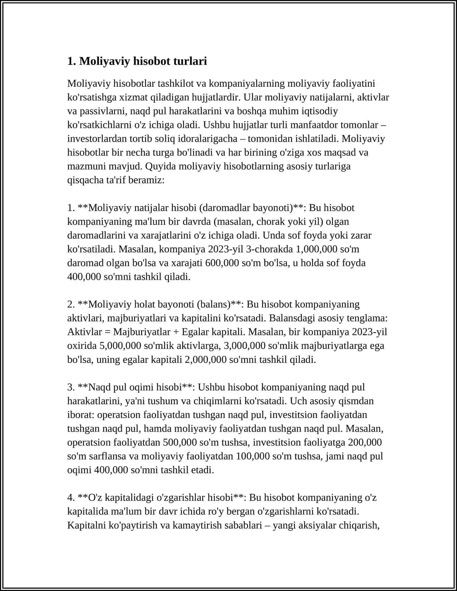 Moliyaviy hisobotlar turlari 3