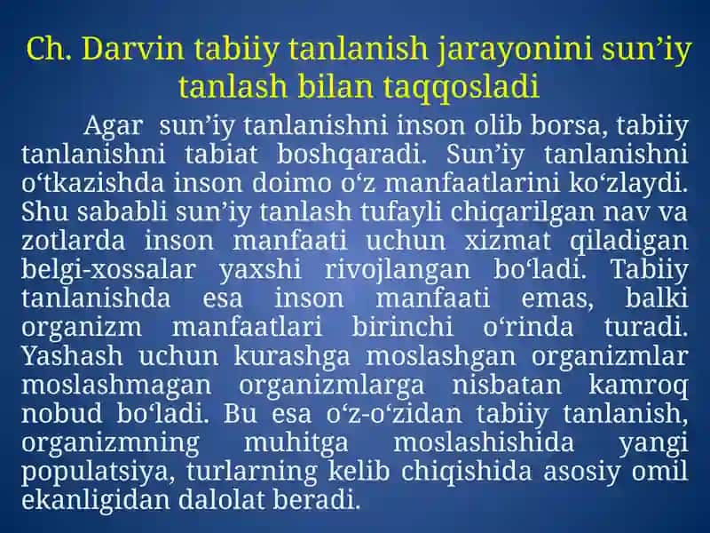 TABIIY TANLANISH VA UNING TURLARI 3