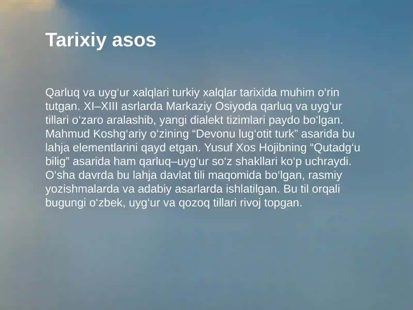 Qarluq–Chigil–Uyg‘ur lahjasiga xos xususiyatlar 3