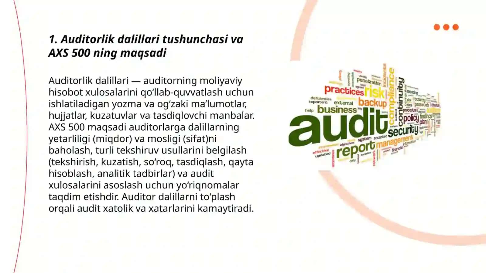 Auditorlik dalillari nomli 500- son AXS 3