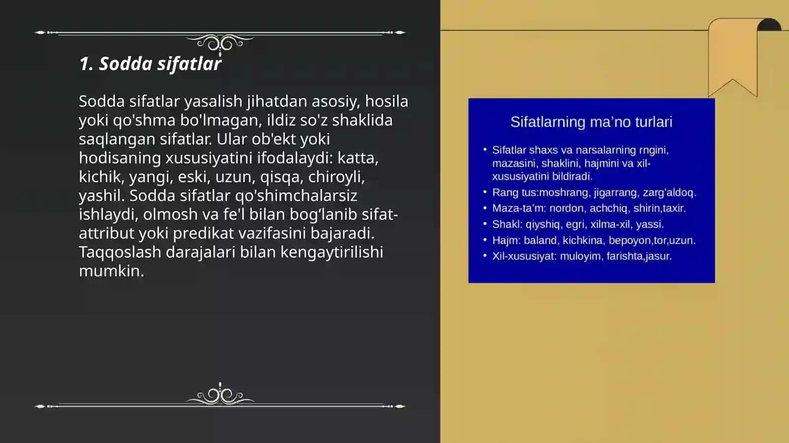 Sodda sifatlar 3