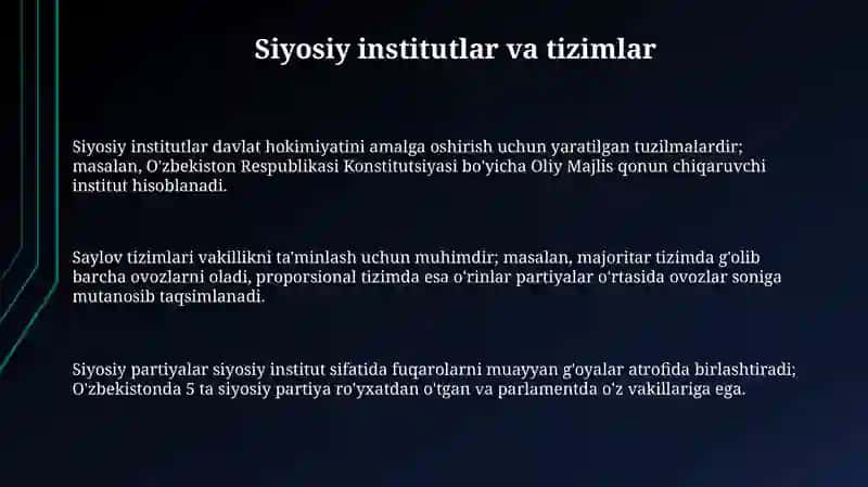Siyosiy Institutlar va Tizimlar 3