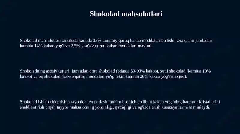 Shokolad mahsulotlari 3