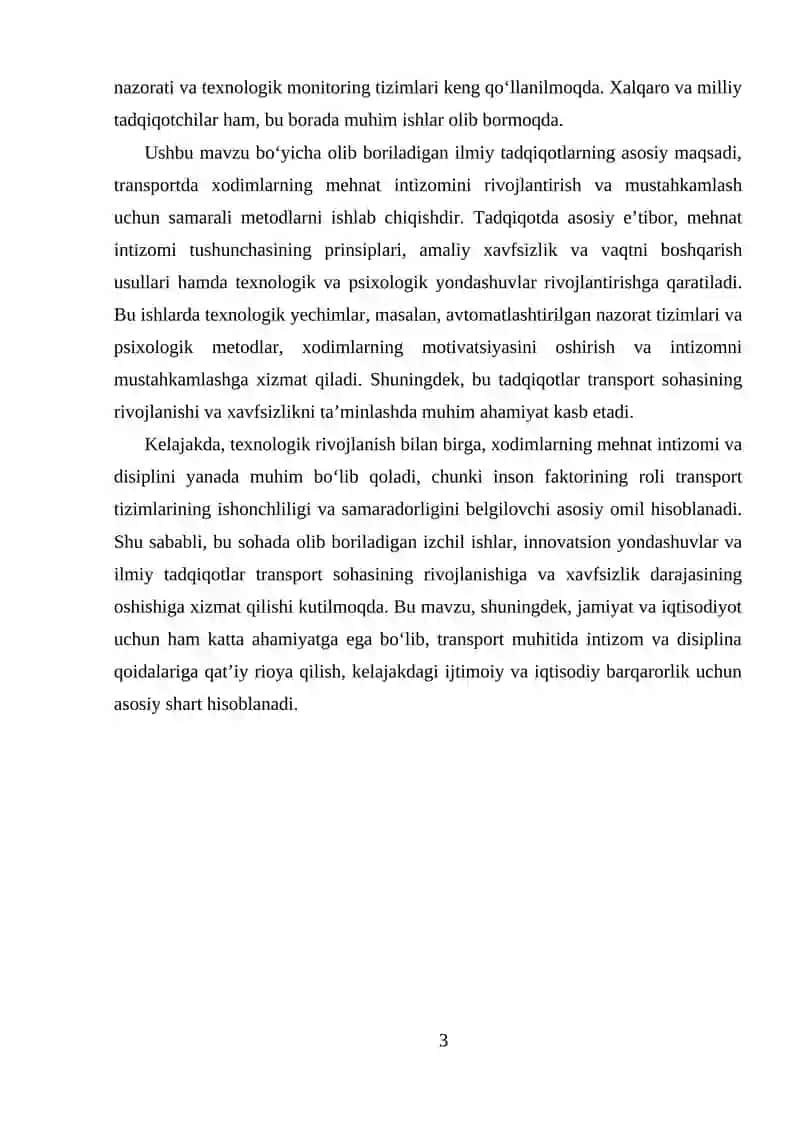 Transportda xodimlarning mehnat intizomi 3