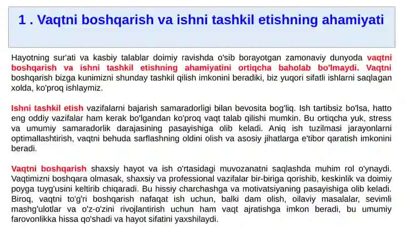 Vaqtni boshqarish va ishni tashkil etish 3