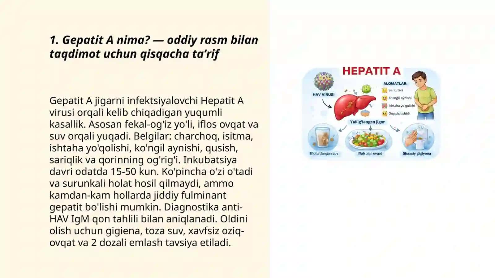 Gepatit A turiga oddiy rasm bilan slayd tayyorlash 3
