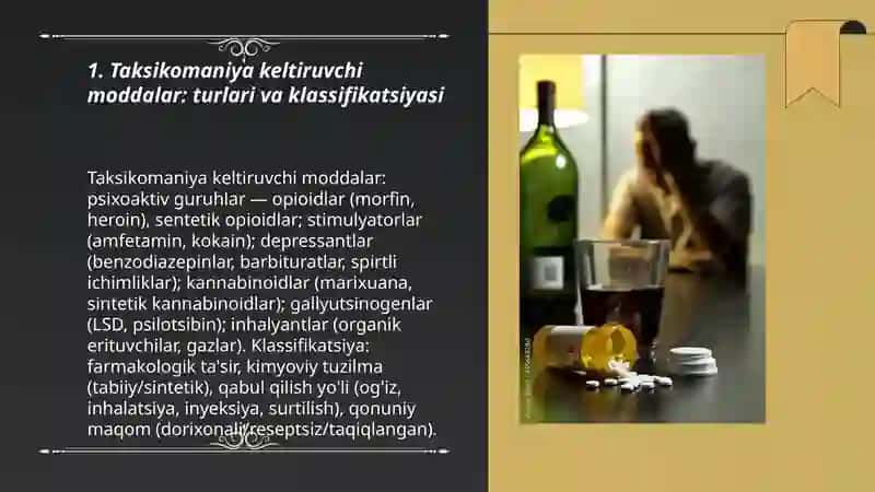Taksikomaniya keltiruvchi moddalar: turlari va klassifikatsiyasi 3